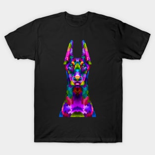 Doberman Pinscher Rainbow Low Poly Art T-Shirt